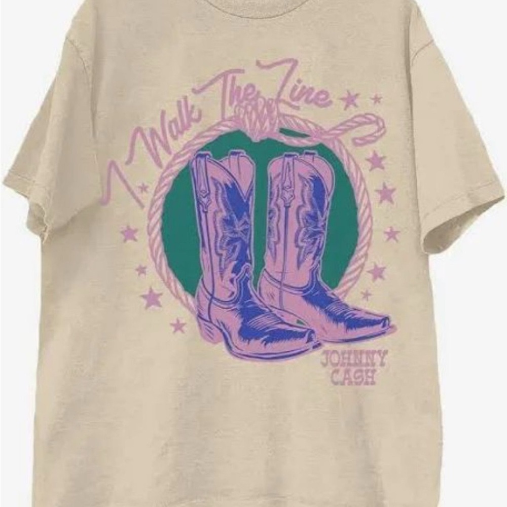 Johnny Cash I walk the line Beige Graphic T-Shirt